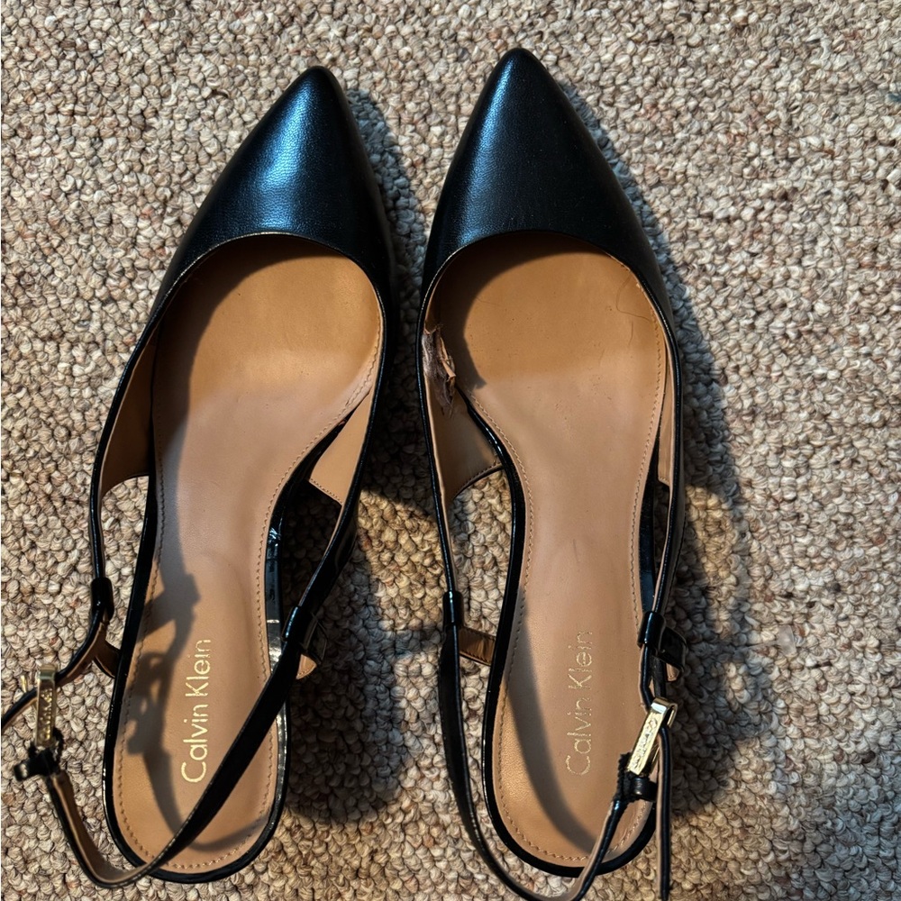 Calvin Klein Women's Black Slingback Kitten Heels